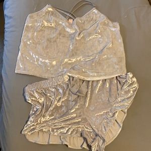 VS brushed velvet pj shorts and cropped cami